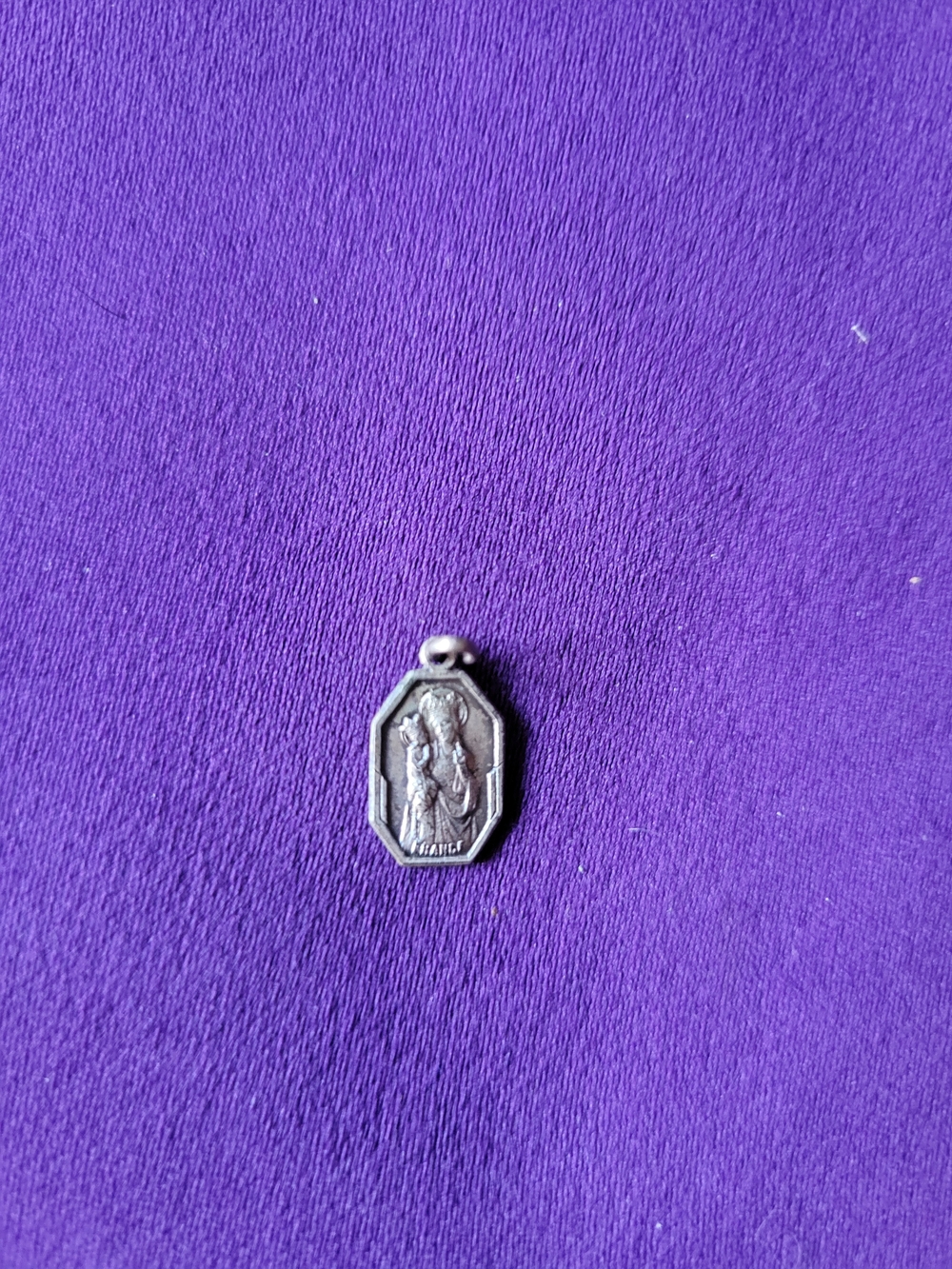 Octagonal Silver Saint Charm Pendant